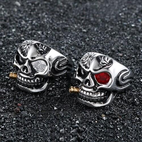 Skull ring wholesale stainless steel for men jewels biker ring men sygnet bullet gifts mens male man jewelry lots punk big ring
