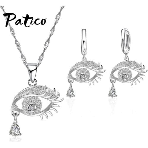 High Quality Necklace Earrings Set Eye Expression Modeling Celebrate Party Birthday Present 925 Sterling Silver for Women