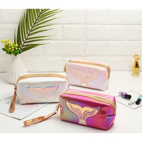 Custom Hot Selling Mermaid Travel Makeup Organizer Waterproof Portable Cosmetic Bag Tolietry Handbag Private Label