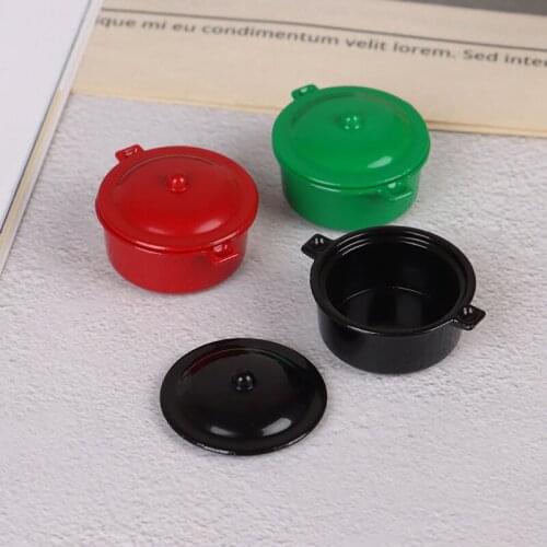 1pc Mini Pot Boiler Pan with Lid Kettle Doll house Accessories Dollhouse Miniature Kitchen Utensil Cooking Ware Play Kitchen Toy