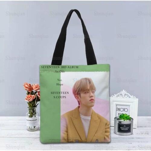 Seventeen SCOUPS Handbag Foldable Shopping Bag Reusable Large Unisex Canvas Fabric Shoulder Bags Tote Grocery Cloth Pouch 0512