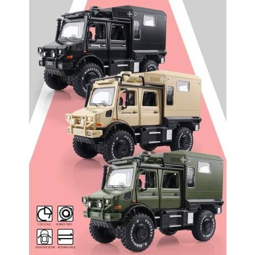 Motorhome Unimog U5000 Off-Road SUV 1:28 Alloy Car Model Military truck ChiMei Simulation Diecast Toy Vehicles Gift For Children