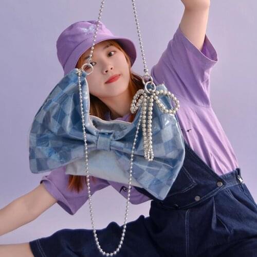 Fashion Design Women Canvas Shoulder Bags Large Capacity Ladies Bowknot Crossbody Bags Portable Female Casual Tote Handbags