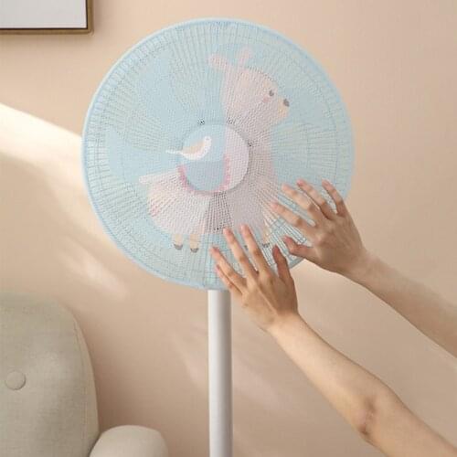 Cartoon Safety Mesh Fan Cover 16"/18" Fan Dust Cover Kid Finger Protector Fan Guard Mesh Cover Summer Dustproof Washable K0AB