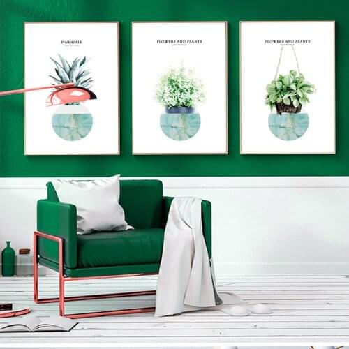 Nordic Ins Modern Simple Hydroponic Tropical Plants Decorative Drawing Living Room Bedroom Wall Art Canvas Pictures Posters