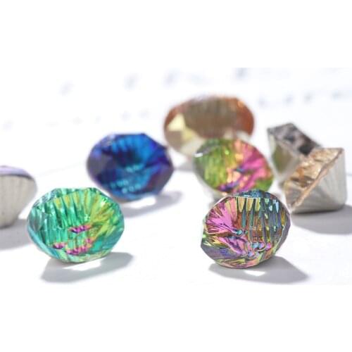 New Arrival Glitter Glass Rhinestones Pointback Fancy Stones Crystals Oval Shape Colorful DIY Decoration Glue On Rhinestones