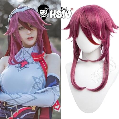 Rosaria cosplay wig Game Genshin Impact cosplay HSIU Deep Fuchsia Mixed Color Long hair+Free Brand wig Cap Rosaria Cosplay Hair