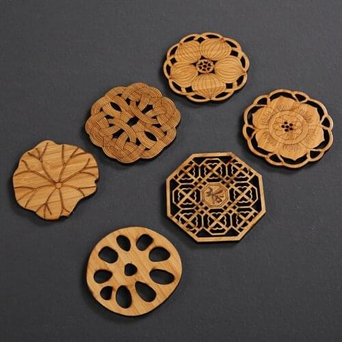6pcs /Pack Bamboo Coasters Eco-Friendly 100% Natural Wood Coaster Table Top Decoration Tea Cup Pad