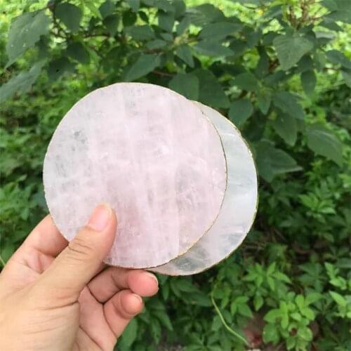 Natural rose quartz crystal powder coaster coasters stone coaster