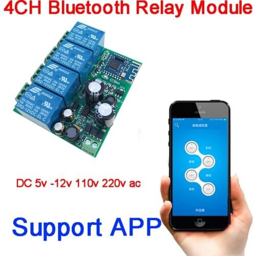 4CH 10A dc 5v Bluetooth Relay Switch module for iMobile iphone Phone APP IOS, Android wireless Remote Control Lock motor