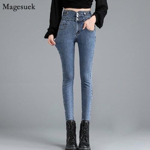 Blue High Waist Jeans Women 2021 Autumn New Cotton Skinny Women Jeans Pants Denim Trousers Women Fashion Slim Jeans Mujer 10593