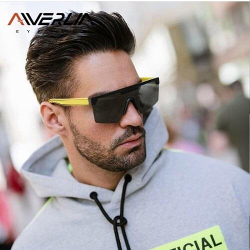AIVERLIA Male Flat Top Sunglasses Men Women Sunglasses Brand Design Black Square Shades UV400 Gradient Sun Glasses For Men