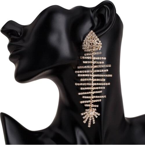 TIMEONLY Elegant Multi Layering Rhinestones Fish Dangle Earring Funny Charms Earrings for Women Female Party Gifts Jewellery