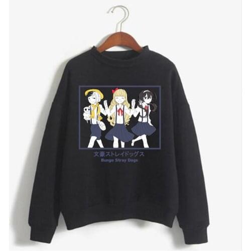 Bungo Stray Dogs Female Women Sweatshirt Casual Kawaii Harajuku Friend Printed Women Hoodie Casual Loog Sleeve Sweatshirts