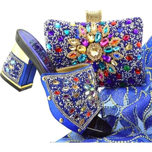 Pumps 2019 African Women Shoes And Bag Set With Rhinestones Pumps Italian Shoes With Matching Bag For Evening Party