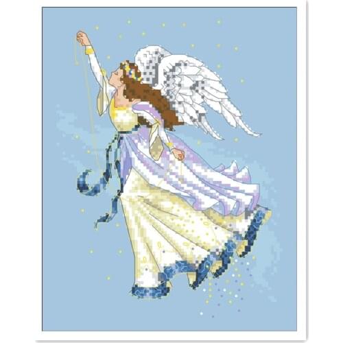 Twilight angel cross stitch package woman 18ct 14ct 11ct light blue fabric cotton thread embroidery DIY handmade needlework