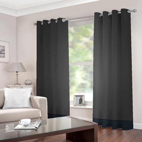 Customizable Any Size Modern Gray Polyester abric Blackout Curtain For Living room Bedroom Drapes Sets 2 Panels With Hooks
