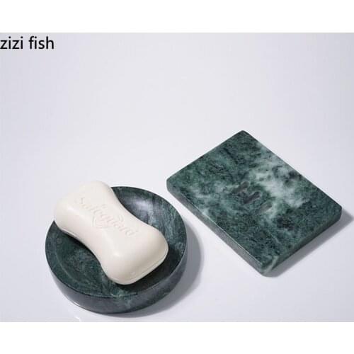 Green Natural Marble Soap Dish Storage Cleaning Holder Bathroom Decoration Accessories Drain Soap Holder Quality Bath Supplies