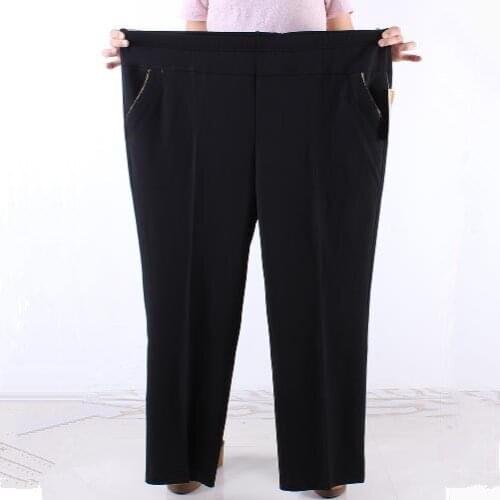 Clobee Women Pants 2019 Winter Autumn Plus Size 6XL 7XL Middle Age Women Wear Pants Elastic Waist Female Black Trousers J364