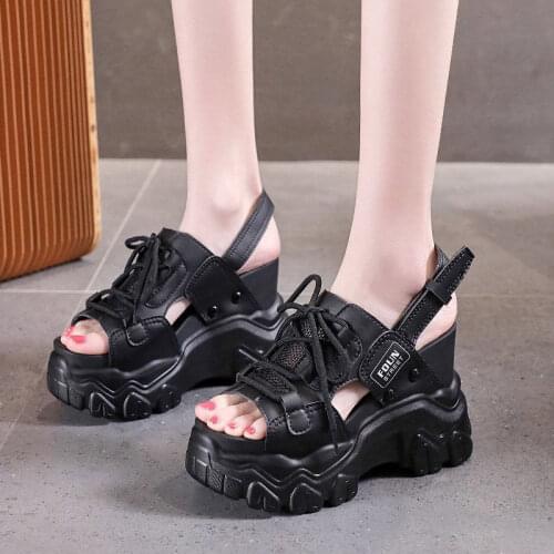 Slope heel sandals female summer new style all-match thick-soled inner heightening sneakers platform Roman shoes high heels X810