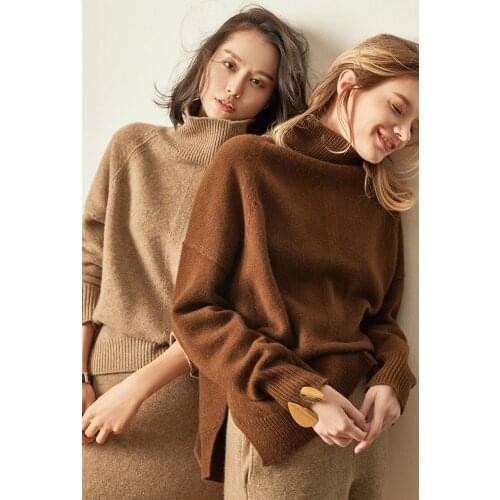 2018 Spring Autumn Women Cashmere Wool Sweaters Pullovers Turtleneck Casual Fashion Pullovers Solid Color Female Knitted Jumpers