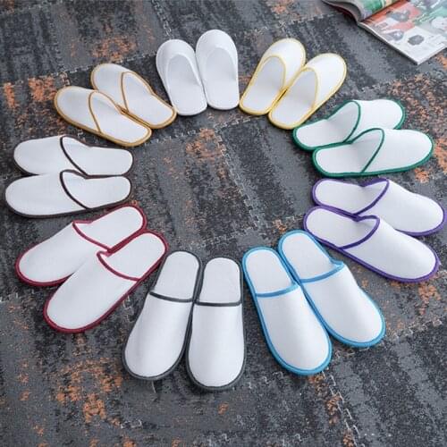 1 Pair Hotel Travel Slippers Sanitary Home Guest Indoor Slipper Shoes Fluffy Closed Toe Men Women Disposable Slippers