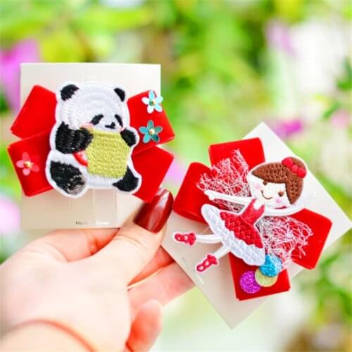 10pcs/Lot Fashion Children Embroidery Animal Hairpins Sequin Flower Kids Hair Accessories Ballet Girl Sweet Velvet Bow Hair Clip