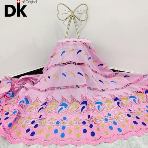 2.5 Yardds African Lace Fabric 2021 High Quality Swiss Voile Lace 100% Cotton In Switzerland Indian Cotton Tops Woman Dresses