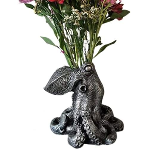 2021 Flower Pot Unique Eye-catching Octopus Shape Resin Family Sculpture Vase Ornament for Garden Craft Home Decoration