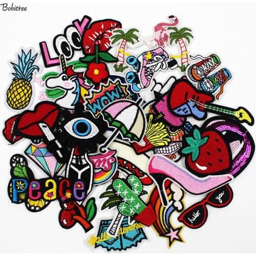36 Pcs/ Set Cheap Iron on Patches Cartoon Cute lovely Badges for Kids clothes Jacket Jeans Embroidered DIY Stickers