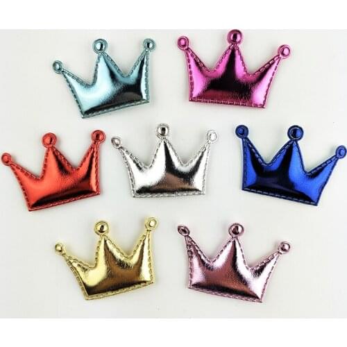 4.5x3CM 50pcs Kawaii Padded PU Crown Appliques For Clothes Sewing Supplies DIY Craft Decoration