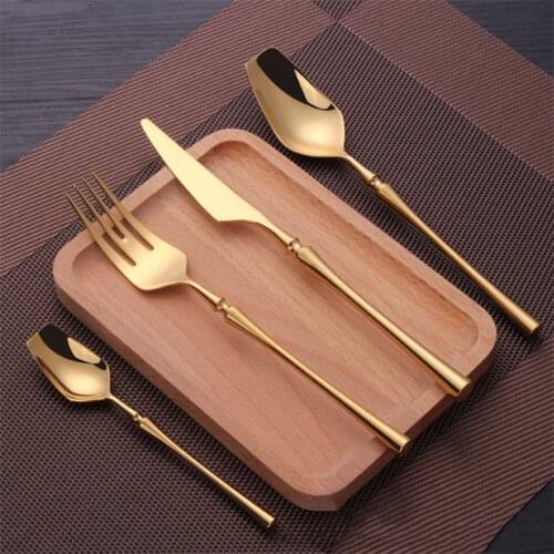 4Pcs/Set Western Restaurant Portable Cutlery Travel Stainless Steel Dinnerware Steak Knife Fork Spoon Dinner Teaspoon Tableware