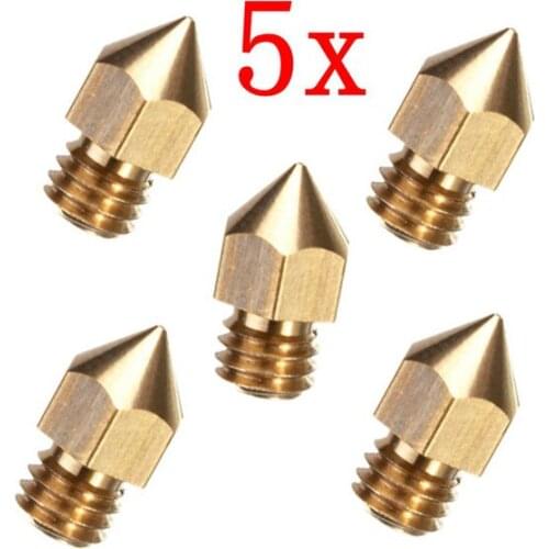 5pcs/lot 0.4mm Brass Mk8 Nozzle for For 1.75MM Filament MakerBot Replacement Print Head Extruder 3D Printer parts