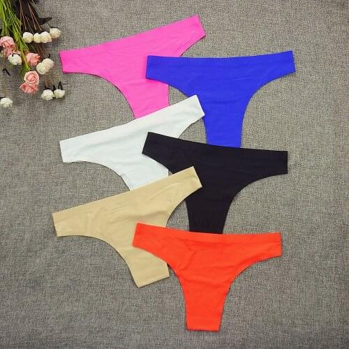 6 Pcs Lot Sexy G String Thong Panties Sexy Underwear Women Solid Color Lingerie Feminina Panty Low Rise Briefs Women Minimalism