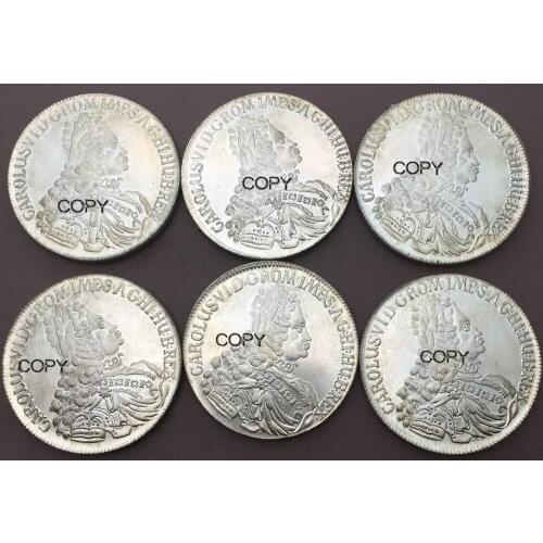 Austria Charles VI Holy Roman Emperor 1 Thaler 1719 1720 1721 1724 1730 1734 Brass Plated Silver Copy Coins Optional Different