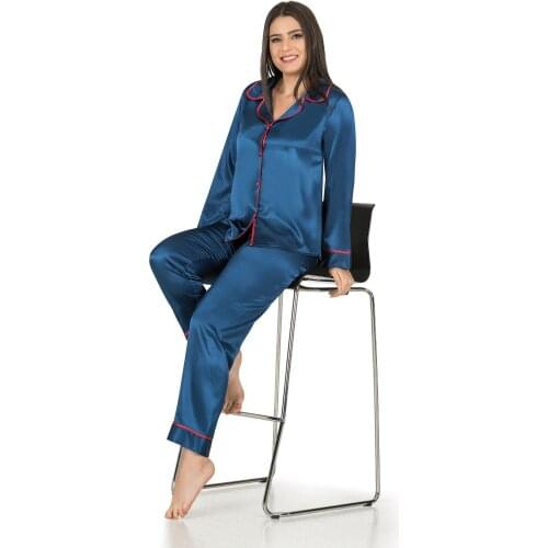 Cathi&White Womans satin pajama set, sleepwear, buttoned dm2270m