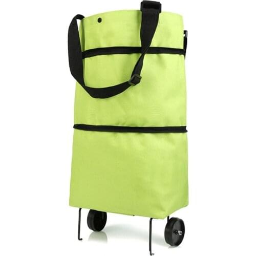 Big Size Shopping Bag Eco-friendly Collapsible Reusable Oxford Cloth Wheeled Climbing Cart for Outdoor Womens Handbags