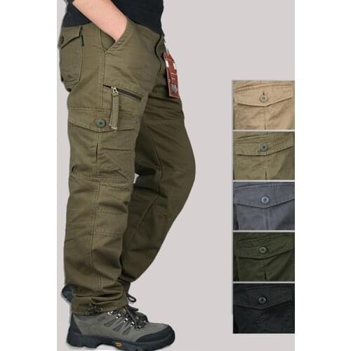 Cargo Pants Men Outwear Multi Pocket Tactical Military Army Straight Slacks Pants Trousers Overalls Zipper Pocket Pants Men 3XL