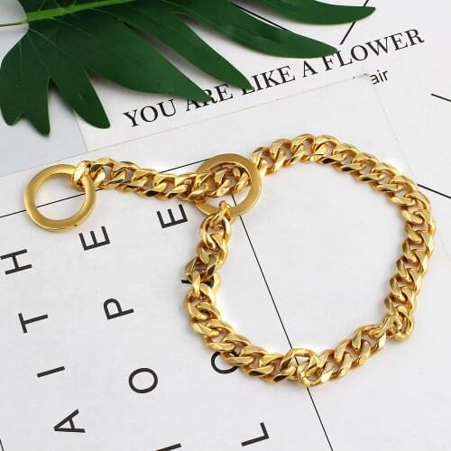 15mm Wide Gold Cuban Link Chain For Dog 316L Stainless Steel Dog Collar Training Choker Collar Hip Hop Necklaces Waterproof