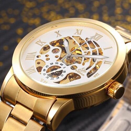 Luxury Gold Watches Men Automatic Self Wind Mechanical Watches Men Skeleton Watches Relogio Masculino SHENHUA reloj hombre