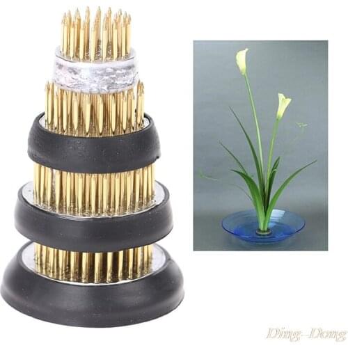 Ikebana Kenzan Flower Frog Floristry Round Pin With Base Holder Floral Decor