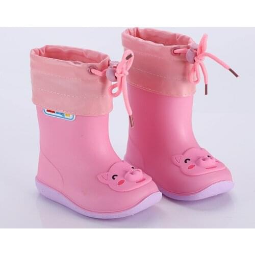 2019 Rain Boots Children For Girls Waterproof Water Shoes Boys Non-slip Rubber Boots Warm Kids Rainboots Four Seasons Removable