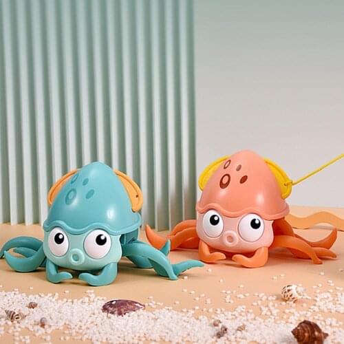Octopus Bath Toy Childrens Cartoon Clockwork Toys 2 In 1 Bathtub Pool Toys And Drag Walking Beach Toys Kids Luminous Toys