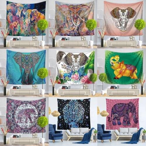 Indian Elephant tapestry Wall Hanging Large Fabric Decor blanket Yoga Mat Animal tapestry Beach Towel Carpet Wall Rug