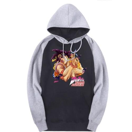 JOJO Cartoon Raglan Hooded Sweatshirts Men 2020 Warm Casual Clothing Brand Hoodies Male Tracksuits Outdoor Moletom Masculino