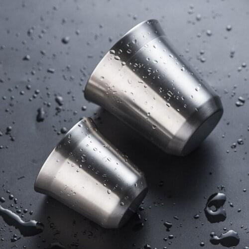 2pcs 304 Stainless Steel Double-layer Insulation Coffee Cup Anti-scalding Coffee Cup 80ml+160ml Capsule Insulation Coffee Cup