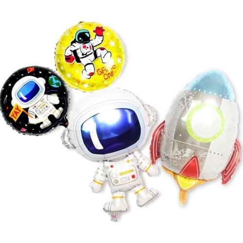 Space Rocket Astronaut Foil Balloon Space Theme Happy Birthday Party Decoration Inflatable Globals Spaceman theme Helium Ballon
