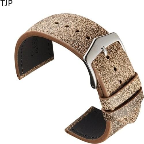 Genuine Leather Watchband 20mm for Huawei Watch 2 GT2 42mm Honor Magic Gear S2 Active Crack Texture Leather Watch Band Strap