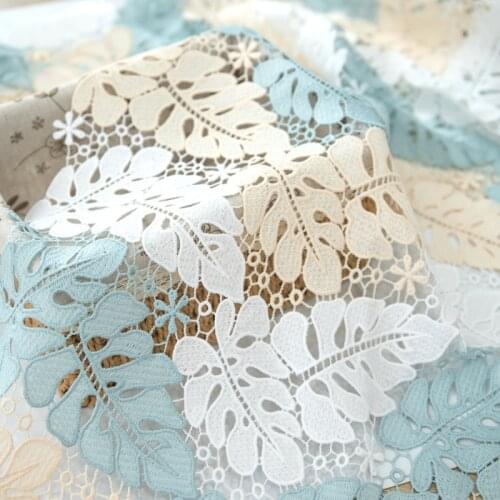 130cm 0.5m/lot Multi-color milk silk water-soluble lace embroidery leaf fabric clothing cheongsam dress accessories X965