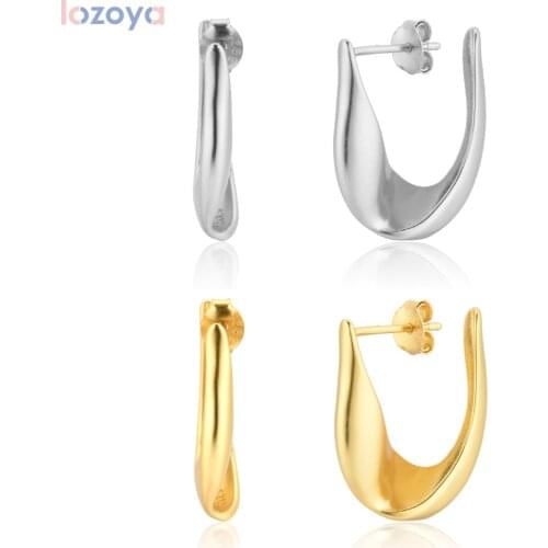 LOZOYA 925 Sterling Silver 20mm Women Hoops Rock Punk Party Piercing Clips Simple Luxury Plain Simple Women Jewels Party